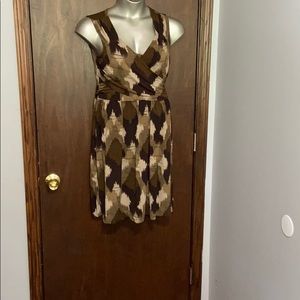 Apostrophe Stretch Brown Tan Cream Diamond Dress